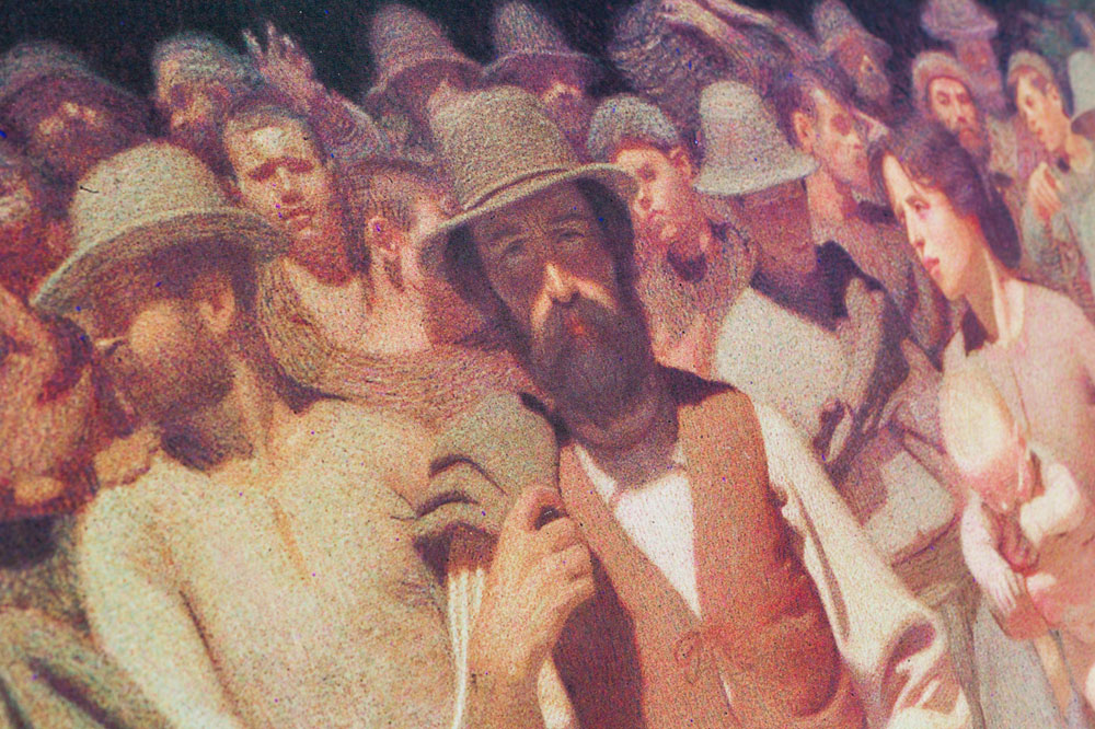 Volpedo Particolare della riproduzione del Quarto Stato nell'omonima piazza di Volpedo. © Gianluca Grassano/Archivio Alexala