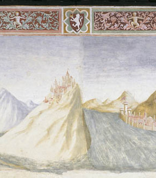 Castiglione Olona Palazzo Branda Castiglioni. Paesaggio di Veszprém (1435) di Masolino da Panicale © Comune di Castiglione Olona