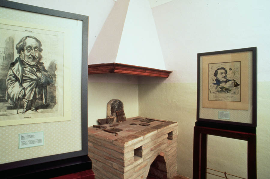 Pesaro Caricatura di Rossini di Hippolyte Mailly e pagina dal giornale - Diogeneu - con la caricatura di Rossini di Étienne Cariat © Comune di Pesaro - Opere Proprietà Fondazione G. Rossini