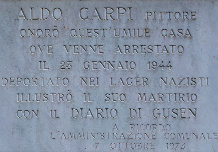 Targa alla memoria di Aldo Carpi © Giulia Castelli e Mario Verin