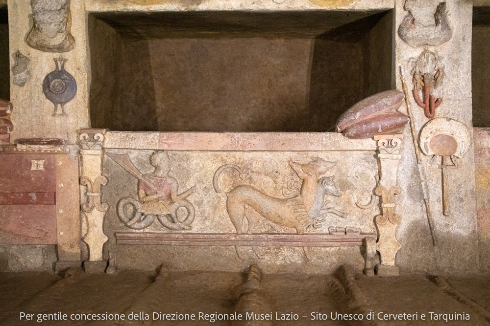 Necropoli La Banditaccia, Cerveteri. Particolare, Tomba dei rilievi © Alberta Rossi - Camaleo S.r.l. (Roma)